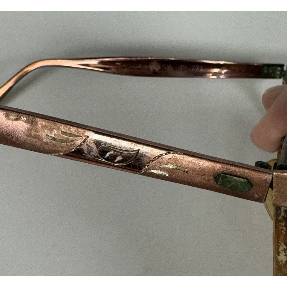 Vintage Metallic Rose Gold‎ Cat Eyeglass Frames Women's 1950s Rockabilly Pinup